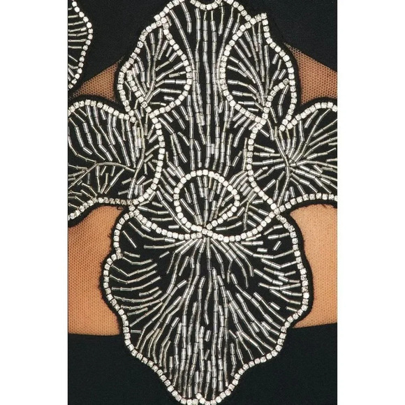 DAVID KOMA Crystal Flower Embroidered Patches Jumpsuit in Black Silver 2 New - Picture 5 of 16